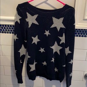 Navy blue and grey star knit sweater